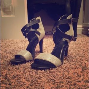 Black and white heels